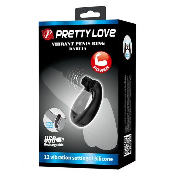 PRETTY LOVE - DAHLIA Vibrating Penis Ring (Chargeable - Black)